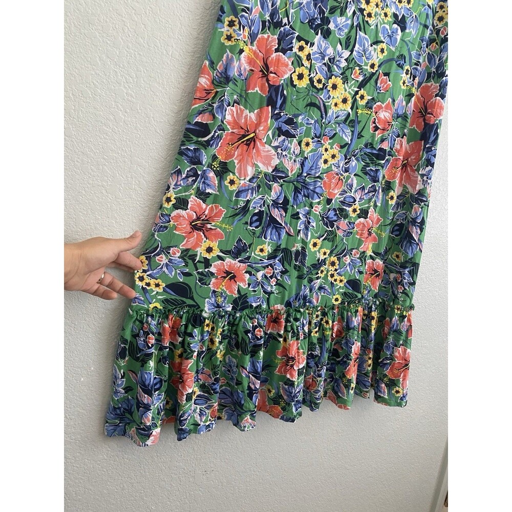 C. Wonder Tropical Floral Midi Dress LP Cottagecore Summer Ruffle V-Neck - Picture 10 of 13